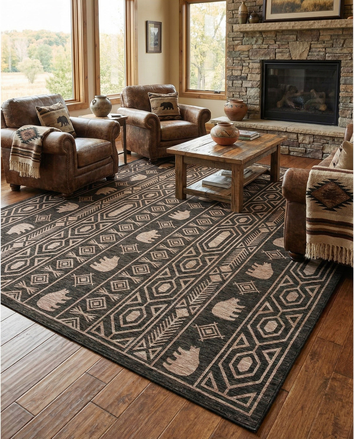 Mesa Oasis Rugs Collection Area Rug - Sundown Square Black  lifestyle 112