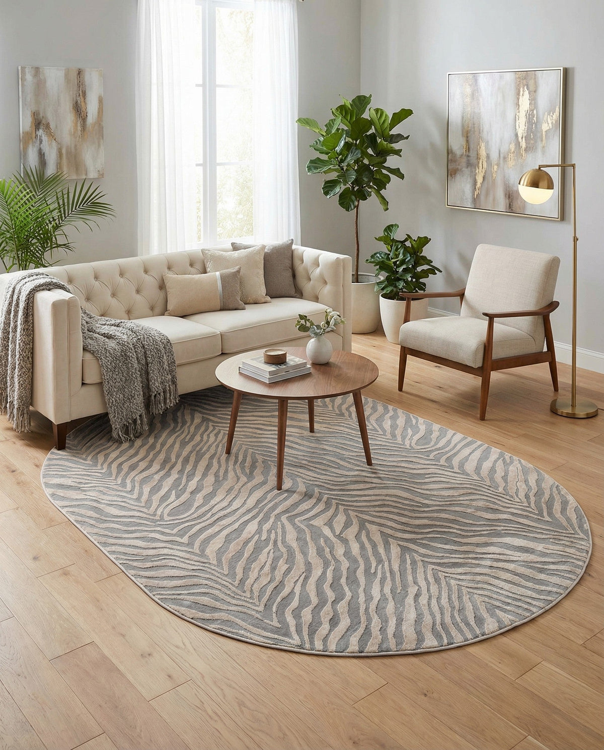 Bloomsbury Elegance Collection Area Rug -  Chelsea Oval Gray and Ivory  lifestyle 133
