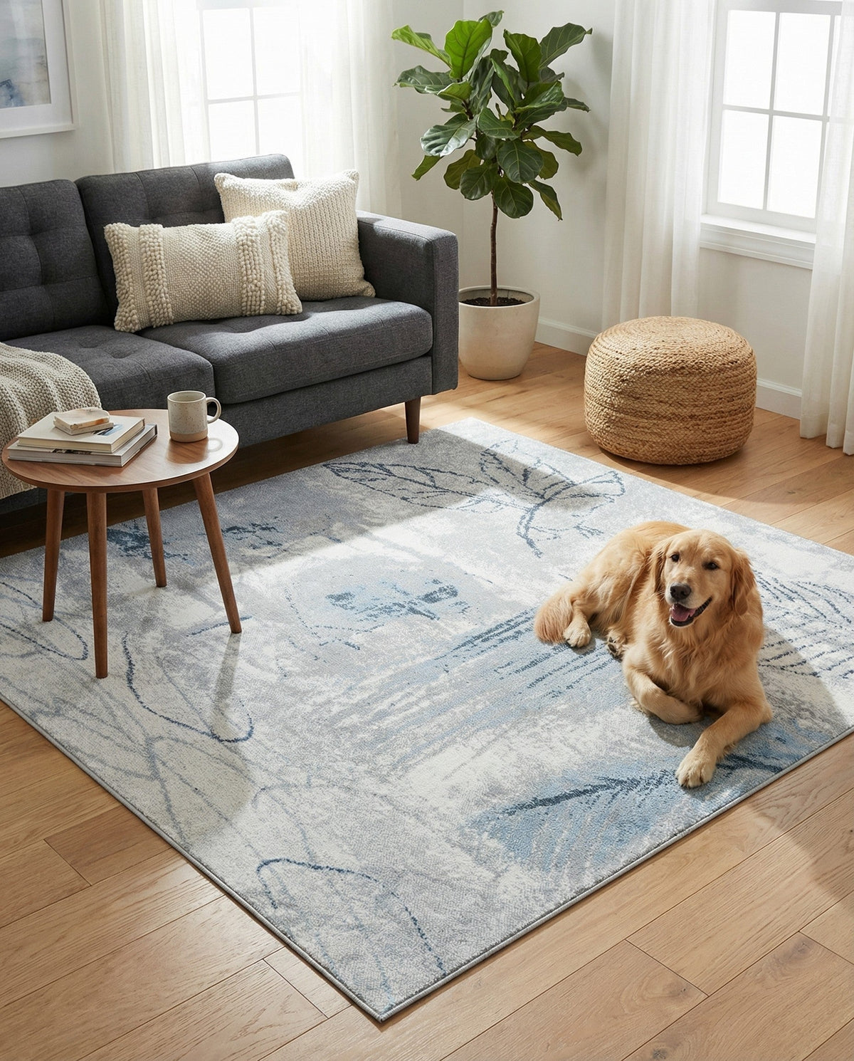Aegean Elegance Washables Collection Area Rug -  Paros Square Ivory Gray  lifestyle 73