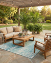 Desert Nomad Terrace Collection Area Rug - Sahara (Light Aqua) Square Light Aqua  lifestyle 70