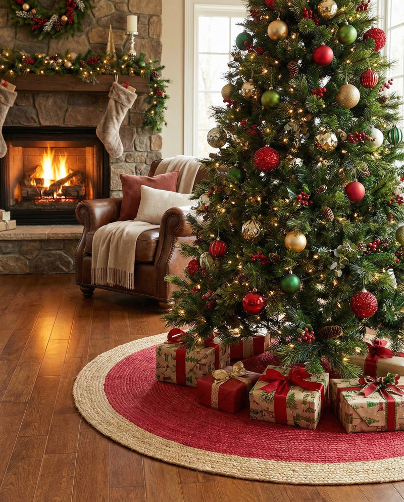 Holiday Hearth Rugs Collection Area Rug - Yuletide Round Red  lifestyle 33