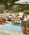 Garden Lattice Charm Collection Area Rug - Arbor (Aqua) Rectangle Aqua  lifestyle 7