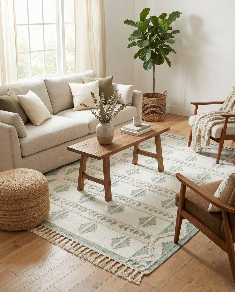 Sonoran Collection Area Rug - BellRock Rectangle Aquamarine and White  lifestyle 17
