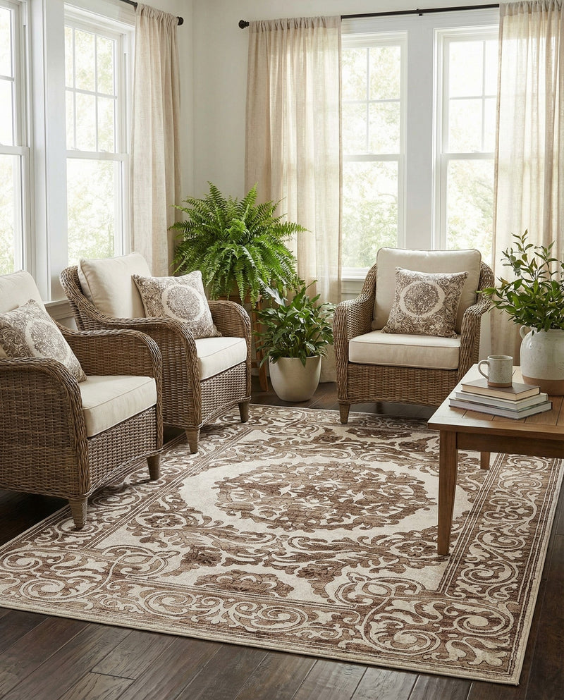 Sanctuary Retreat Collection Area Rug -  Enclave Rectangle Chocolate Brown  lifestyle 43