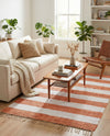 Tassel Trail Collection Area Rug - Pathway (Coral and Ivory) Rectangle Coral and Ivory  lifestyle 4