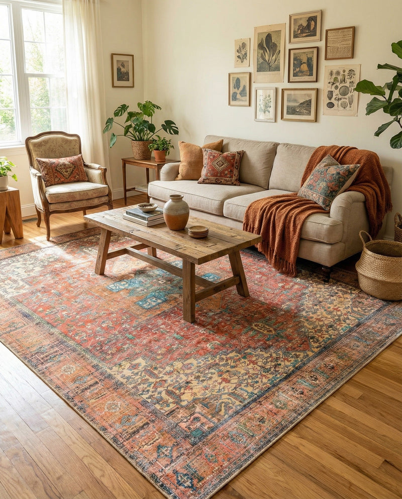 Heritage Elegance Collection Area Rug -  Windsor (Rust Red) Rectangle Rust Red  lifestyle 24