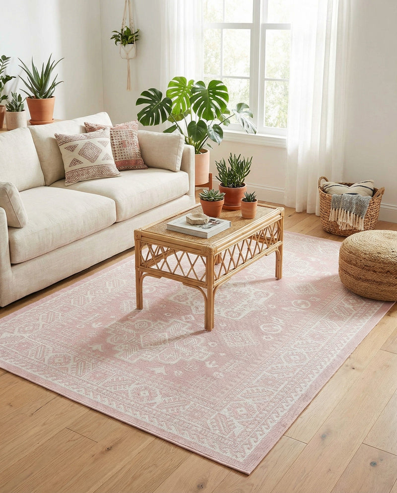 Tribal Terrace Treasures Collection Area Rug -  Incan Isle (Pink) Rectangle Pink  lifestyle 20