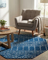 Marrakesh Lattice Collection Area Rug - Casablanca (Navy Blue) Octagon Navy Blue  lifestyle 44