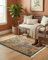 Persian Elegance Collection Area Rug -  Khorramabad Rectangle Navy Blue  lifestyle 7