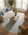 Seaside Stripes Collection Area Rug -  Boardwalk (Light Blue) Round Light Blue  lifestyle 30