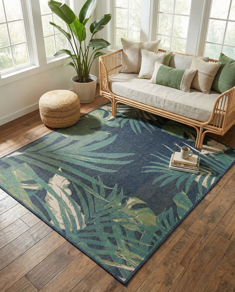 Coastal Terrace Collection Area Rug -  Anchor Rectangle Navy Blue  lifestyle 17