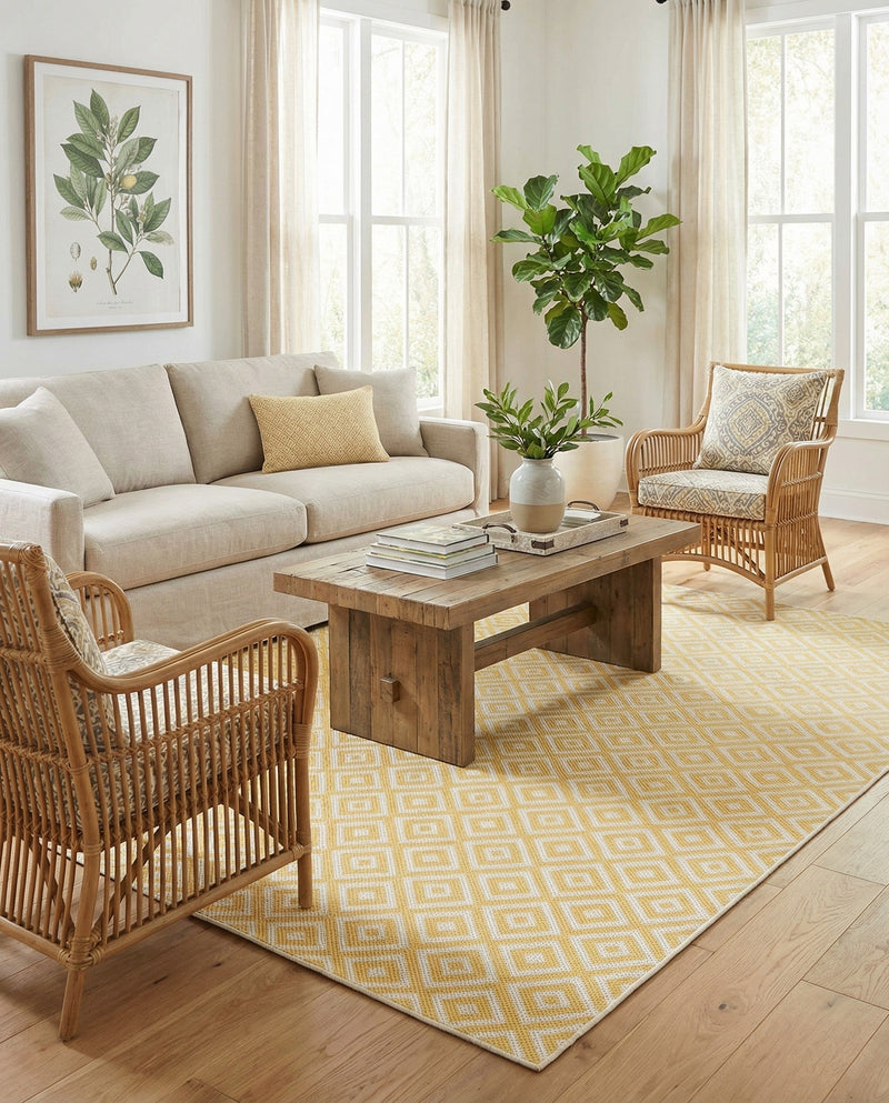 Urban Oasis Rugs Collection Area Rug -  Rooftop (Yellow Ivory) Rectangle Yellow Ivory  lifestyle 16