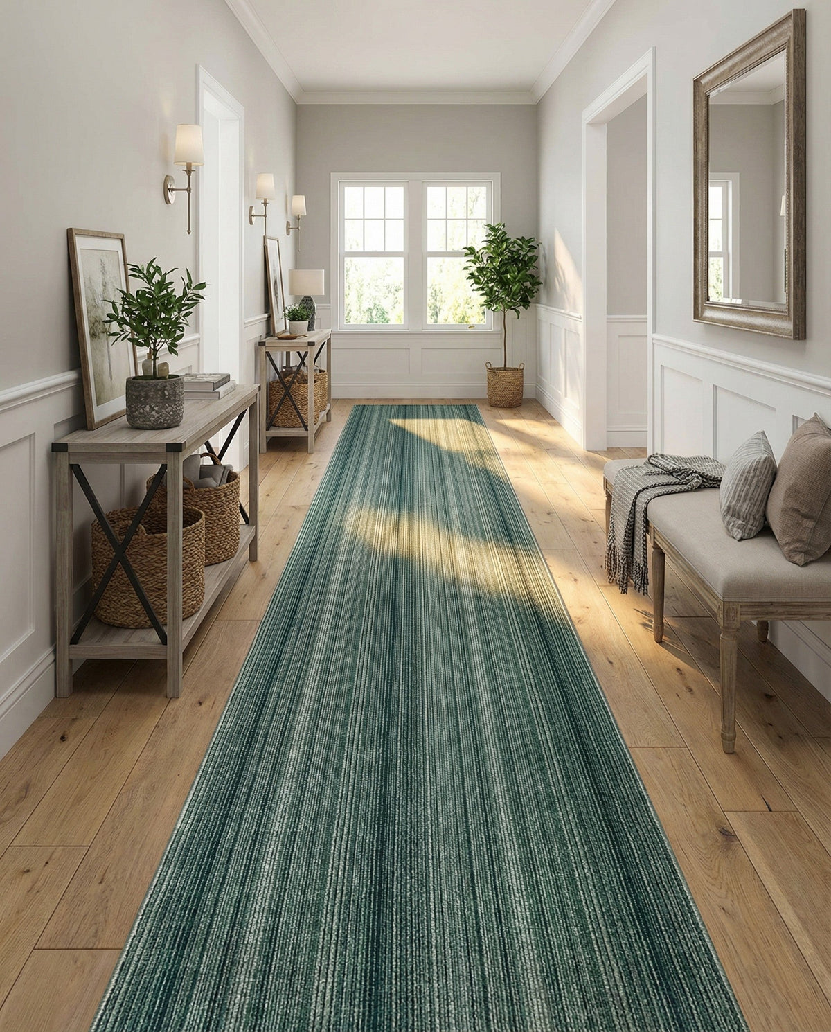Jewel Oasis Collection Area Rug - Sapphire (Green) Runner Green  lifestyle 143