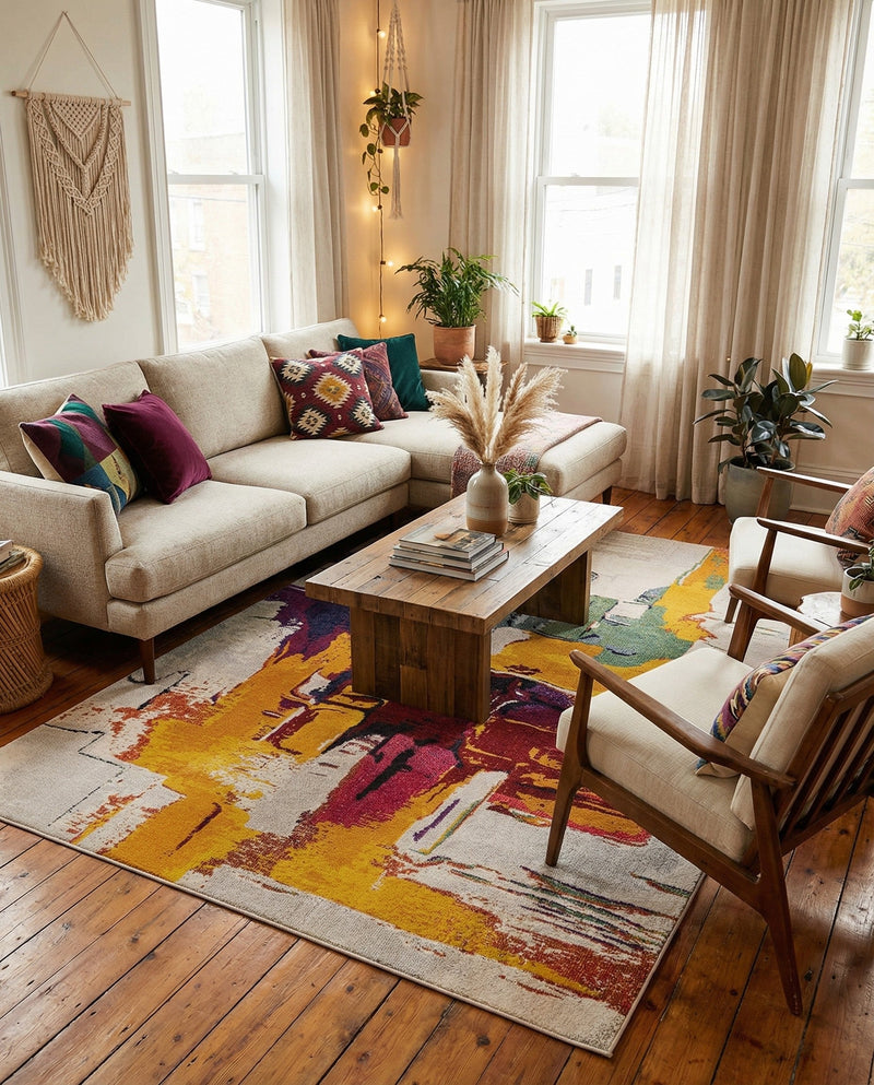Marrakesh Elegance Collection Area Rug -  Riad Rectangle Beige  lifestyle 13