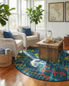Seaside Haven Rugs Collection Area Rug -  Lighthouse Round Navy Blue  lifestyle 75