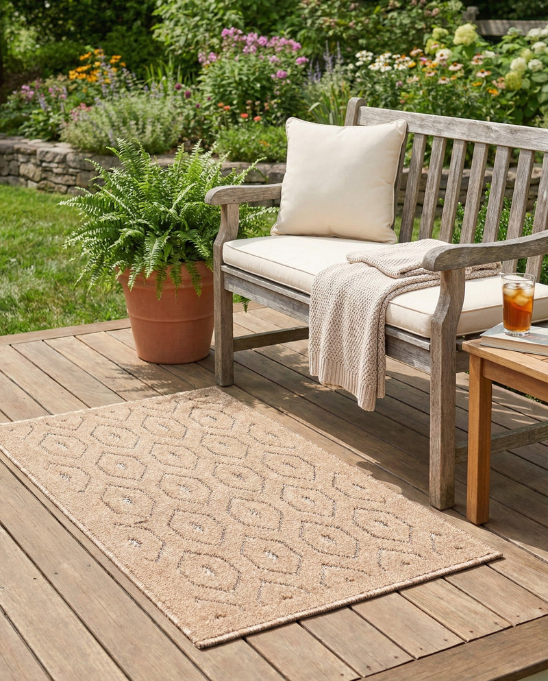 Garden Lattice Charm Collection Area Rug - Arbor (Beige) Rectangle Beige  lifestyle 10