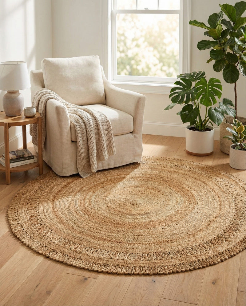 Woven Seaside Jute Collection Area Rug - Varadero Round Natural  lifestyle 31