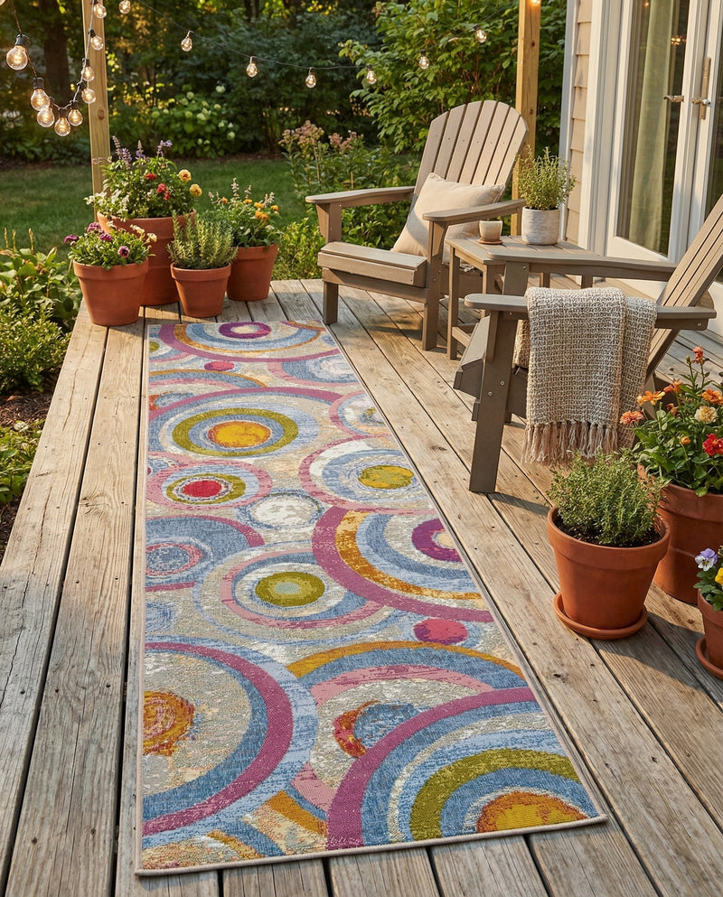 Urban Terrace Collection Area Rug -  Plaza Runner Multi  lifestyle 60