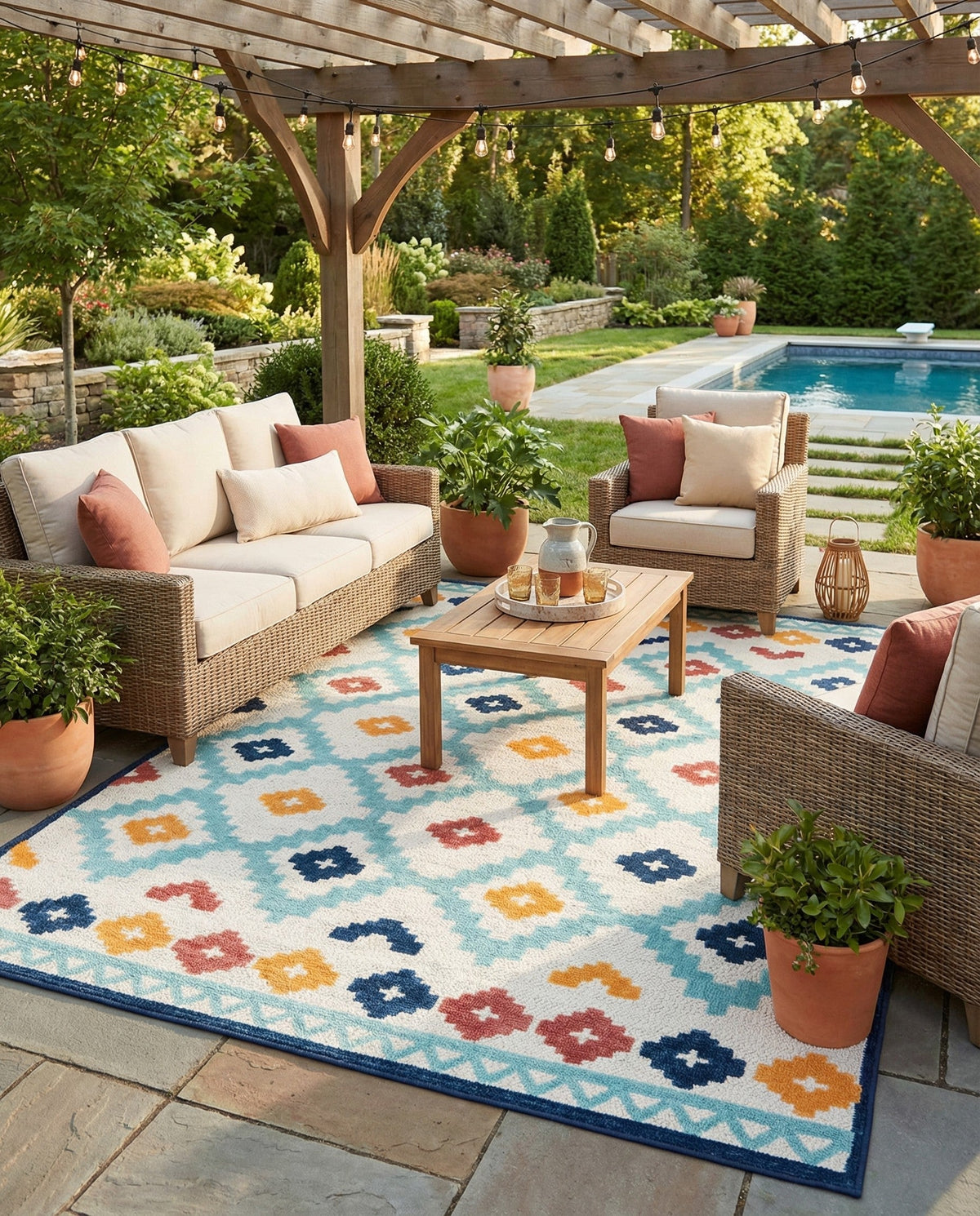 Caribbean Terrace Collection Area Rug -  Tobago Rectangle Ivory  lifestyle 30