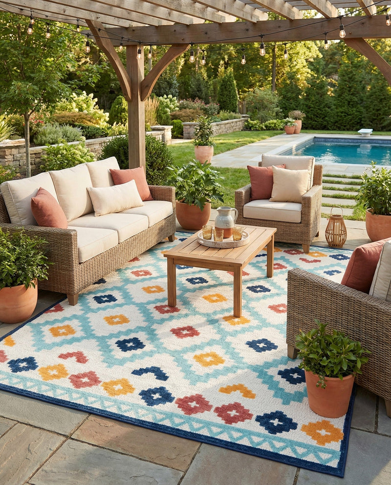 Caribbean Terrace Collection Area Rug -  Tobago Rectangle Ivory  lifestyle 30