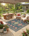 Coastal Terrace Collection Area Rug -  Dunes Square Navy Blue  lifestyle 32