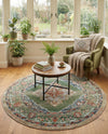 Savannah Soiree Collection Area Rug - Serengeti (Green) Round Green  lifestyle 70