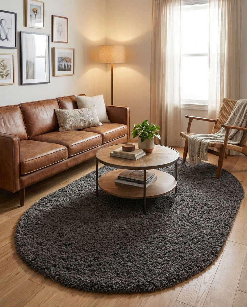 Plush Oasis Collection Area Rug - Serenity (Graphite Gray) Oval Graphite Gray  lifestyle 47
