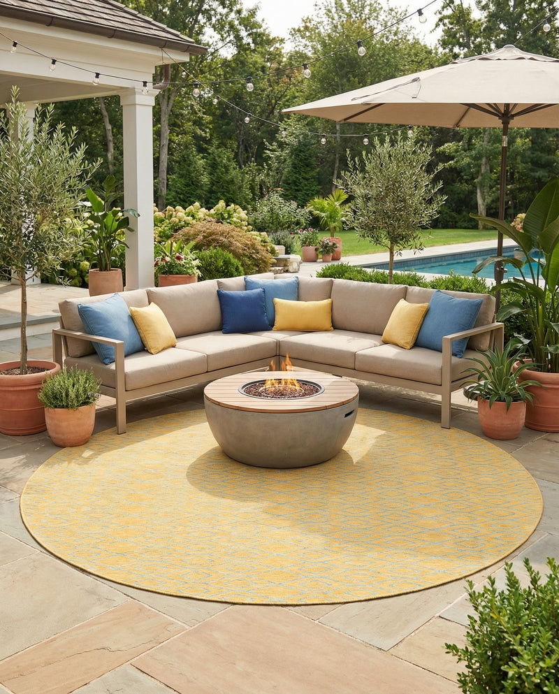 Urban Oasis Rugs Collection Area Rug -  Boulevard (Yellow and Aqua) Round Yellow and Aqua  lifestyle 49