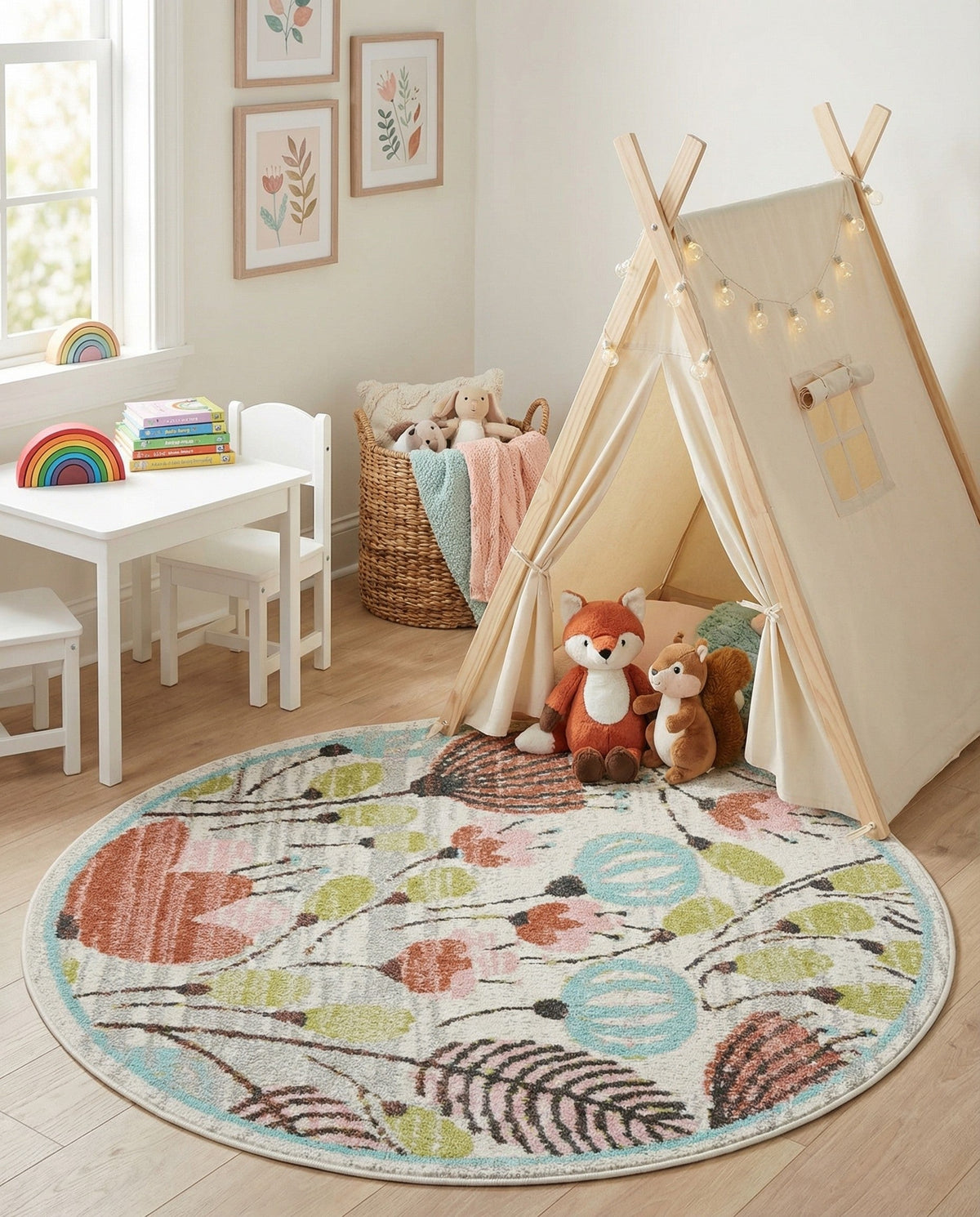 Wonder Tykes Collection Area Rug -  Fantasy Round Ivory  lifestyle 113