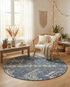 Desert Nomad Terrace Collection Area Rug - Sahara (Blue) Round Blue  lifestyle 23
