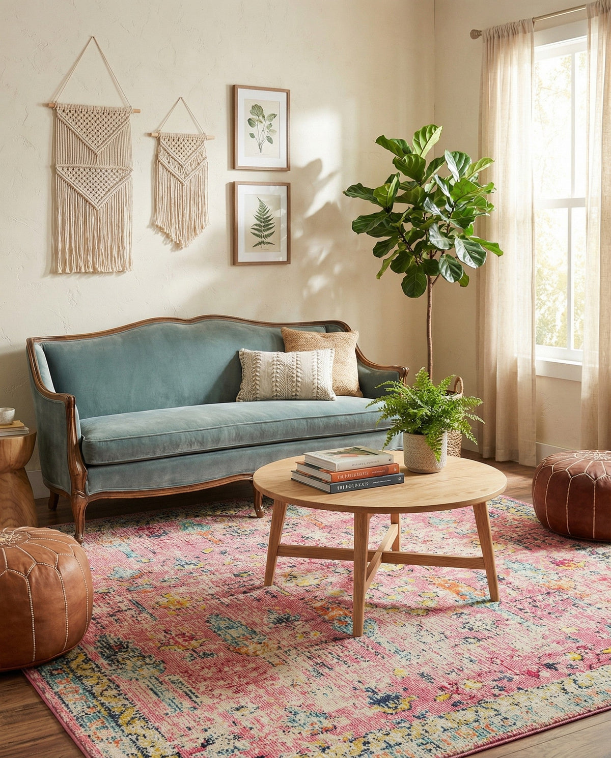 Sierra Collection Area Rug -  Shasta Square Pink  lifestyle 111