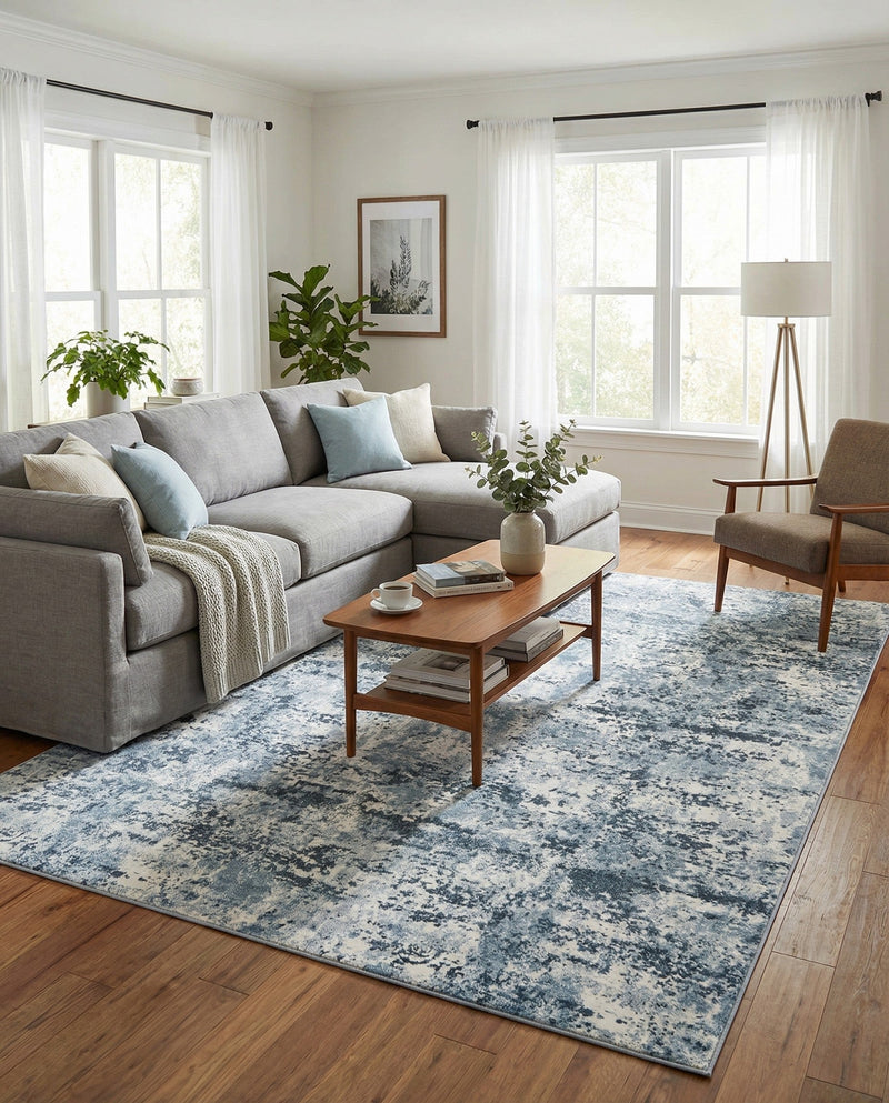 Luminara Sands Collection Area Rug - Elysium (Vintage Blue) Rectangle Vintage Blue  lifestyle 9