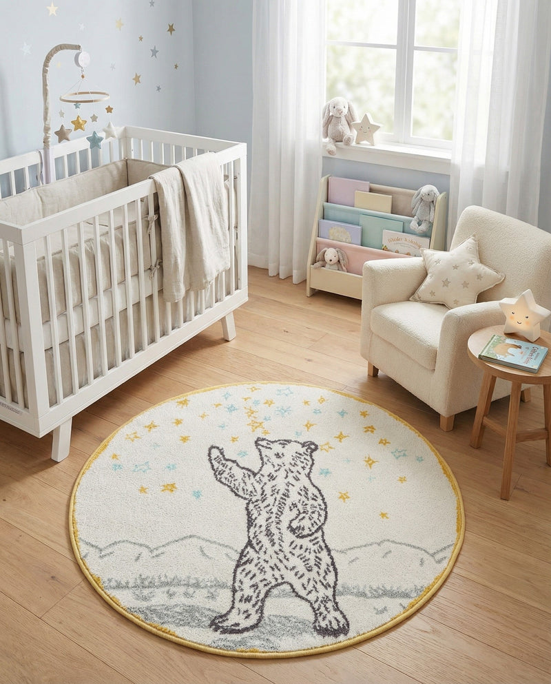 Wonder Tykes Collection Area Rug -  Pixie Round Ivory and Gray  lifestyle 34