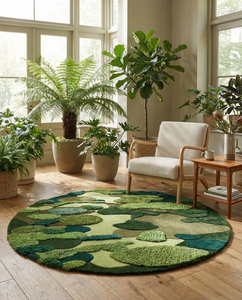 Forest Floor Oasis Collection Area Rug - Willowbrook Round Green  lifestyle 25