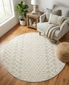 Garden Lattice Charm Collection Area Rug -  Pergola (Ivory) Round Ivory  lifestyle 48
