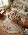 Patio Heritage Collection Area Rug -  Meadow Round Multi  lifestyle 64