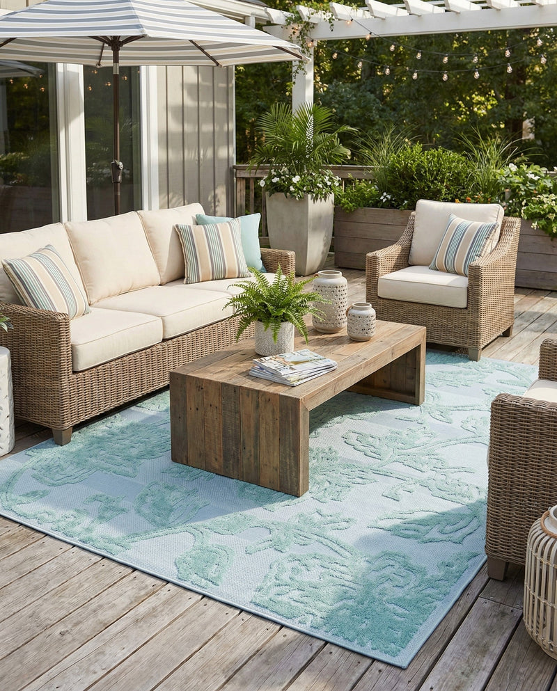 Bahama Breeze Outdoor Collection Area Rug -  Eleuthera Rectangle Navy Blue  lifestyle 9