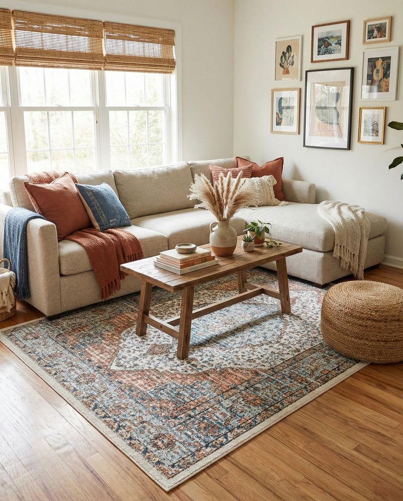 Mykonos Manor Collection Area Rug - Delos Rectangle Ivory  lifestyle 36