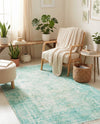 Bazaar Chic Collection Area Rug -  Taza Rectangle Turquoise  lifestyle 10