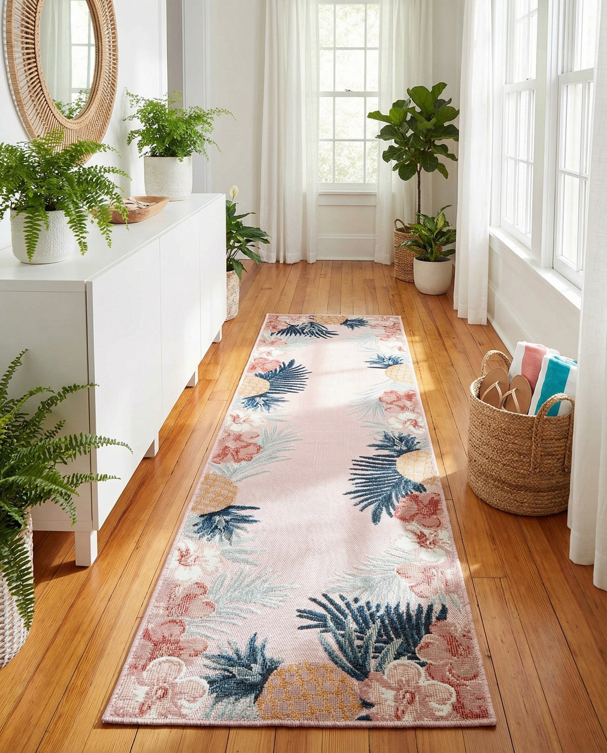 Seaside Blooms Collection Area Rug - Haven Runner Pink  lifestyle 130