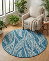 Seaside Blooms Collection Area Rug -  Evergreen (Teal) Round Teal  lifestyle 17