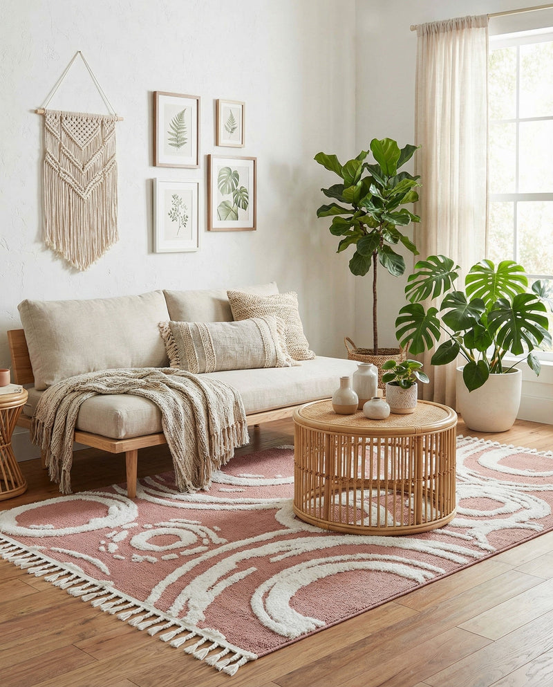 Sahara Chic Collection Area Rug -  Nubia Rectangle Pink  lifestyle 45