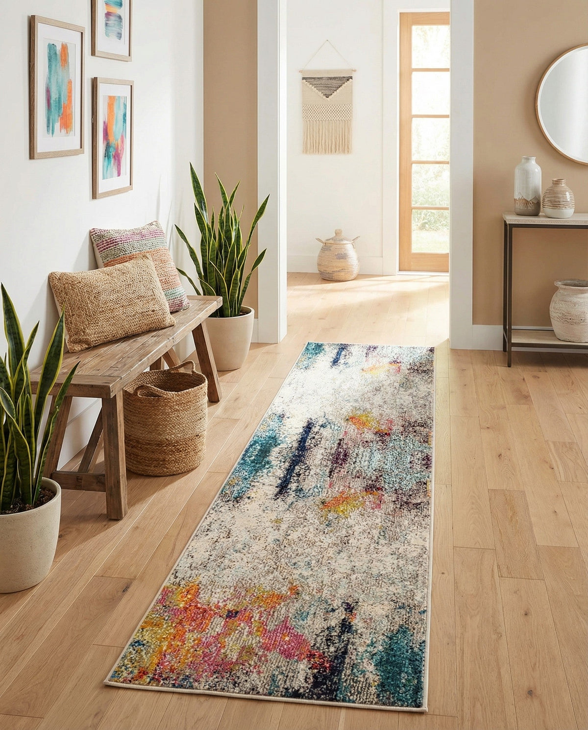 Chromatic Oasis Collection Area Rug -  Azure Runner Beige  lifestyle 98