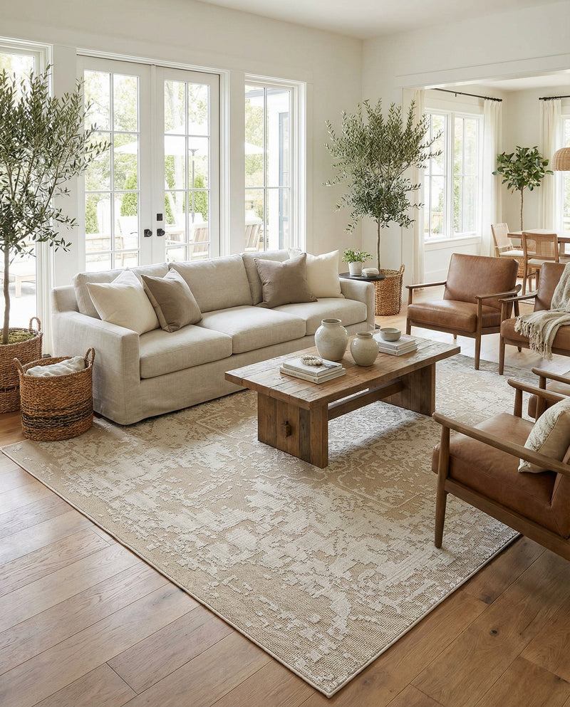 Patio Heritage Collection Area Rug - Santorini Rectangle Khaki  lifestyle 18