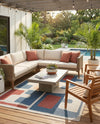 Coastal Terrace Collection Area Rug -  Sail Rectangle Ivory and Blue  lifestyle 3