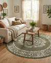 Patio Heritage Collection Area Rug - Savannah (Green) Round Green  lifestyle 75