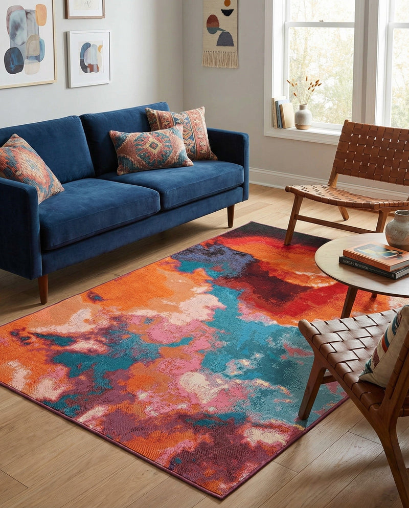 Urban Terrace Collection Area Rug -  Patio Rectangle Gray and Pink  lifestyle 7