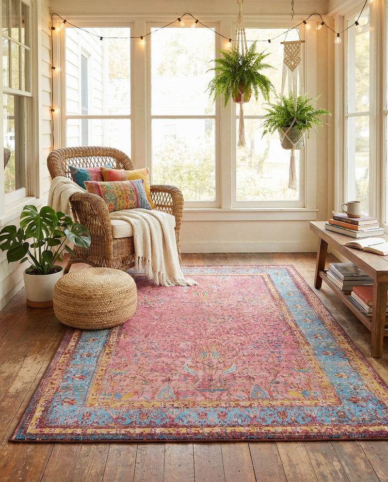 Patio Heritage Collection Area Rug -  Serenity Rectangle Vintage Salmon Coral  lifestyle 20