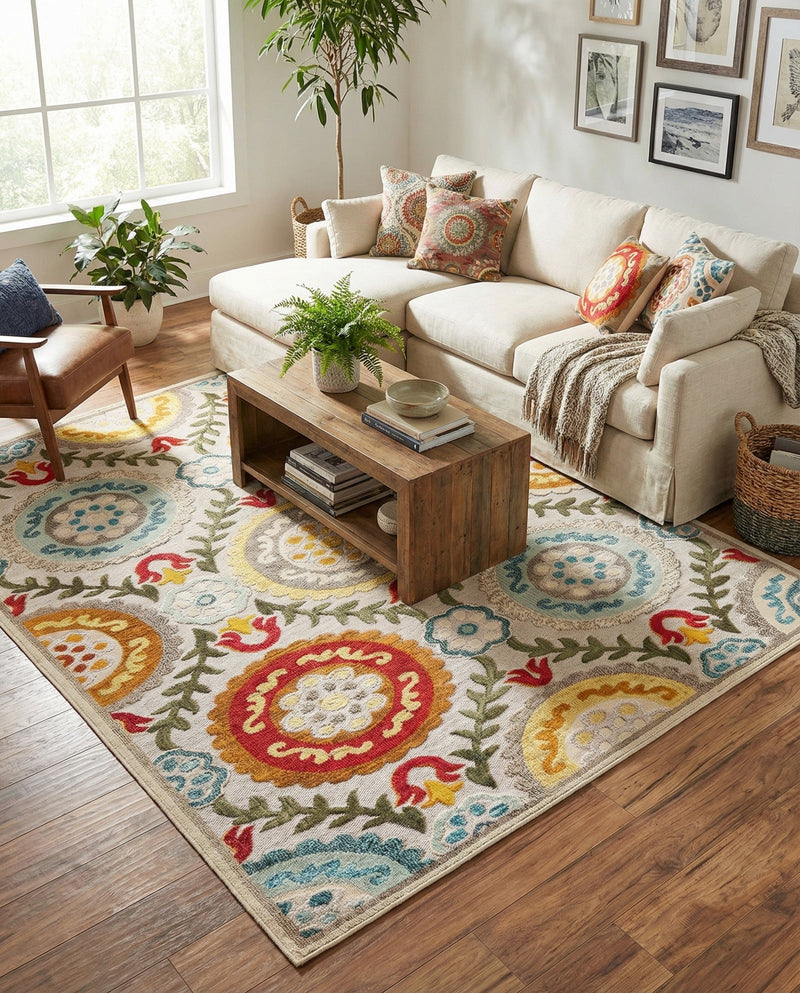 Outdoor Marrakesh Collection Area Rug -  Asilah Rectangle Ivory Beige  lifestyle 24