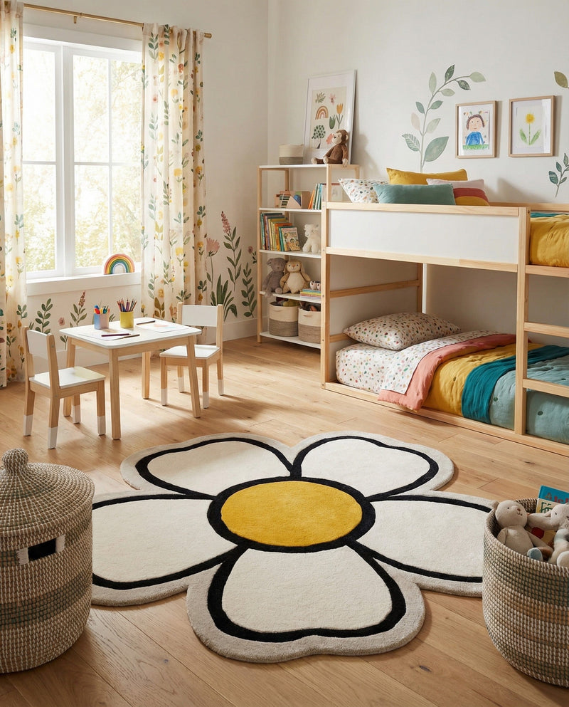 Whimsy Wonders Wool Collection Area Rug -  Arctic Round Ivory  lifestyle 8